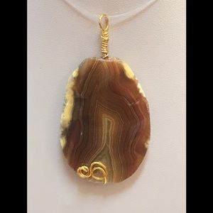 Gold Filled Wire Wrapped Agate Pendant